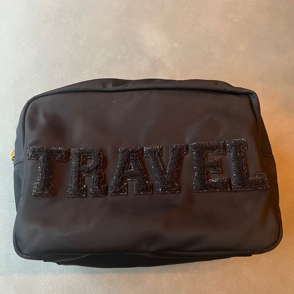 Stoney Clover Lane Large Pouch Black with TRAVEL on front